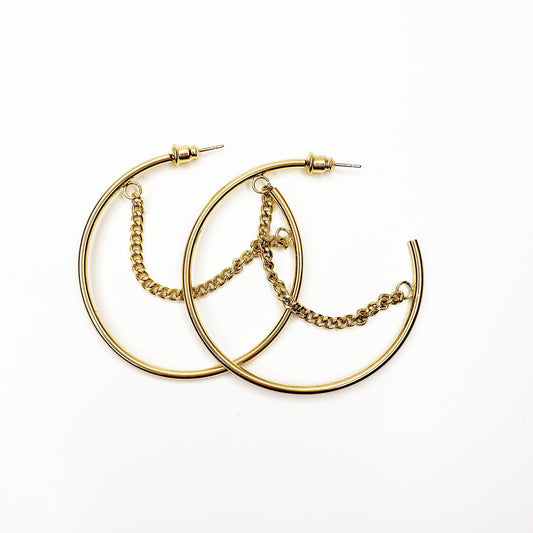 Gold Chain Hoop Earrings