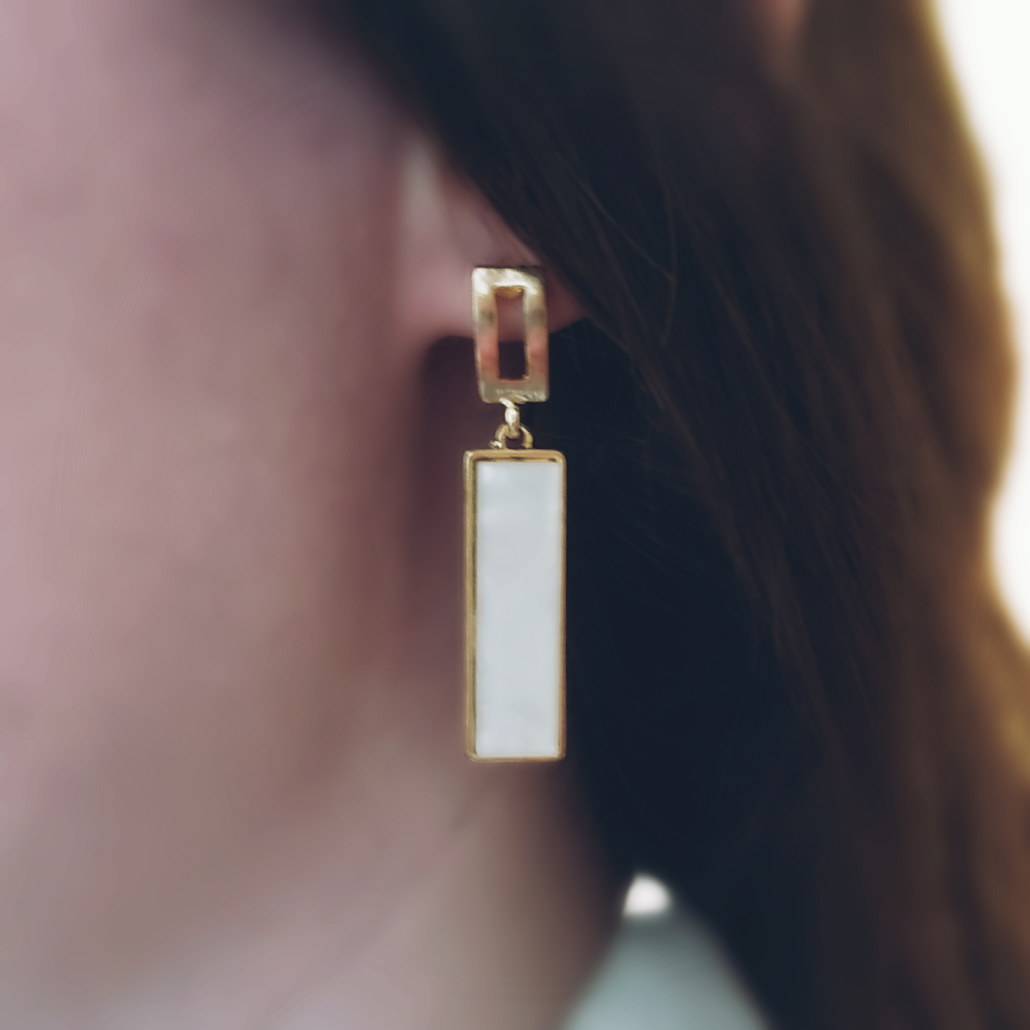 Pearl Rectangle Earrings