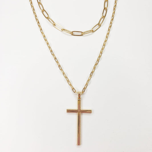 Two-Chained Cross Necklace