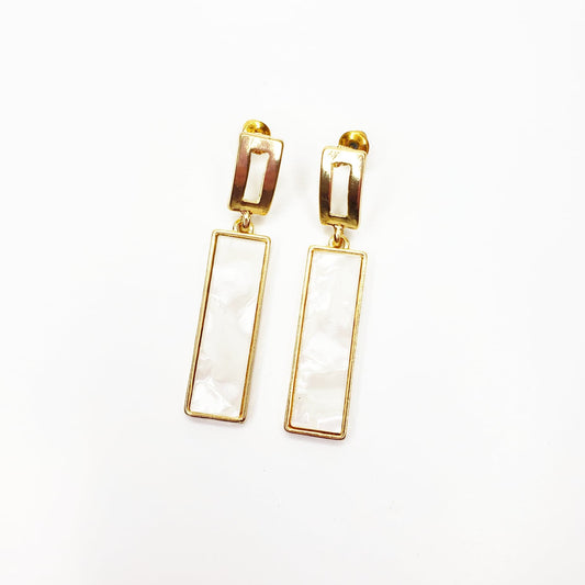 Pearl Rectangle Earrings